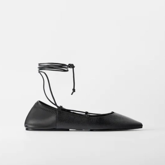 NWT ZARA ANIMAL PRINT TIED BALLET FLATS - Picture 5 of 8